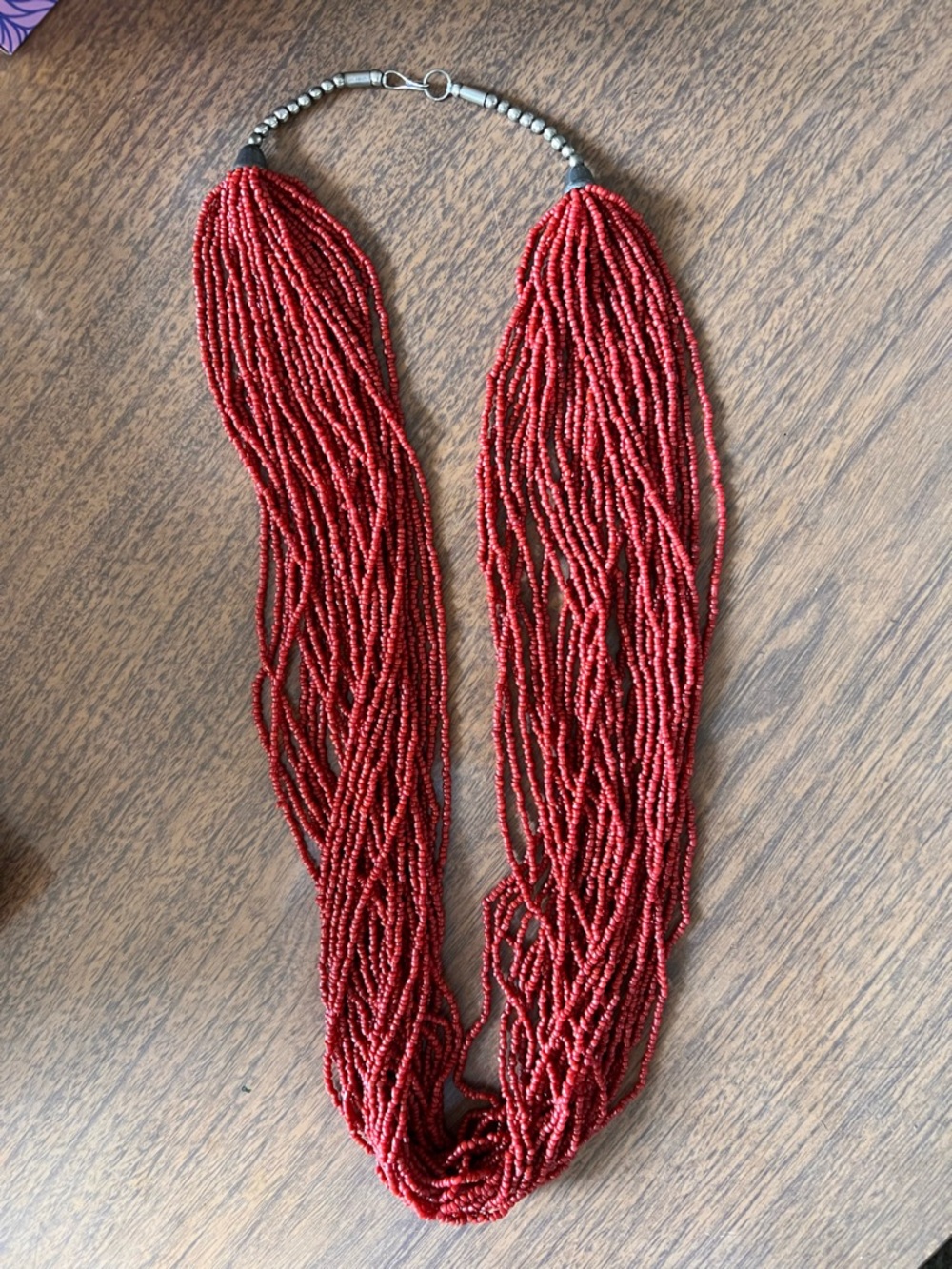 Red Multi-Strand Seed Bead Necklace